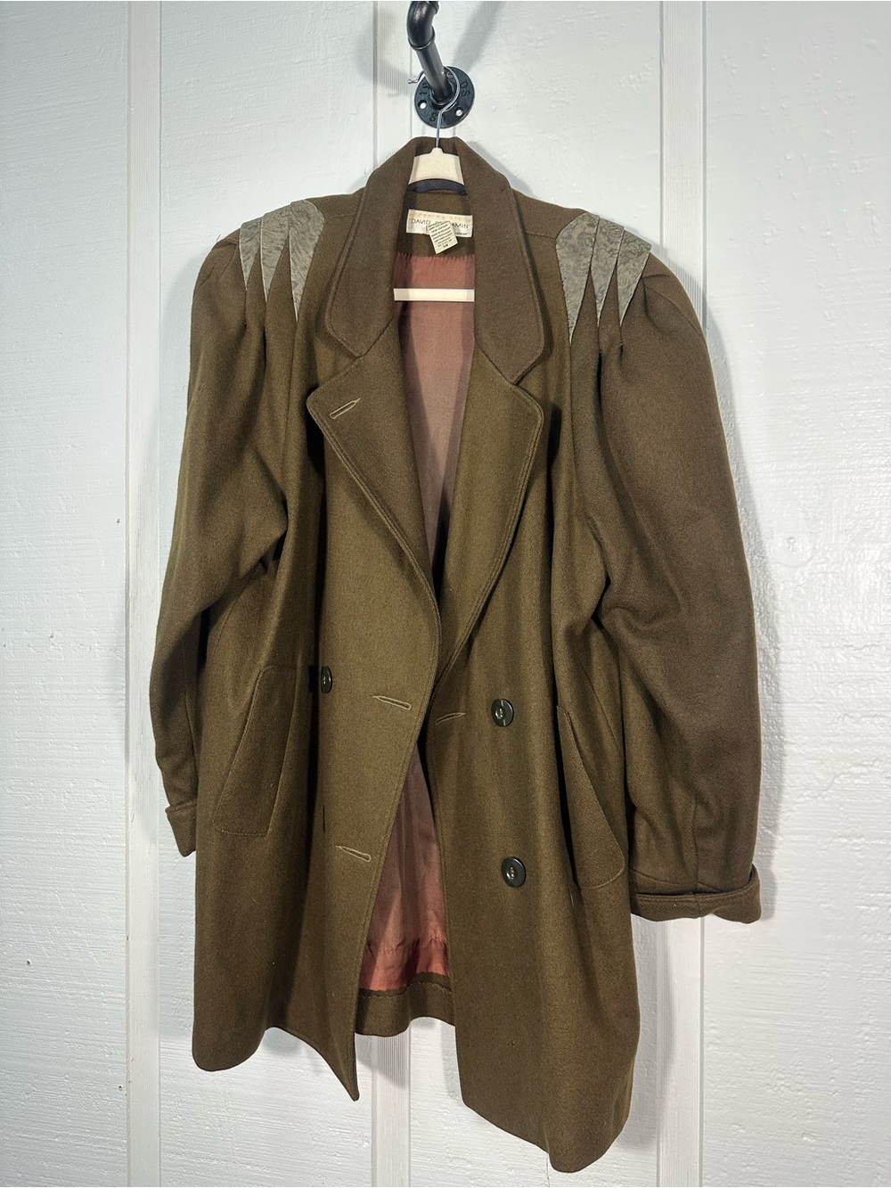 David Benjamin Vintage Olive Green Coat Size 14 EUC